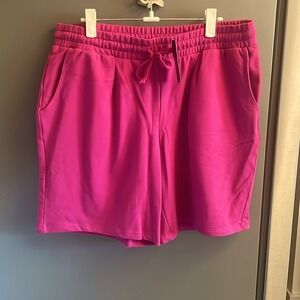 AnyBody Womens Pink French Terry Lounge Shorts Elastic Waist Pockets A397168 L